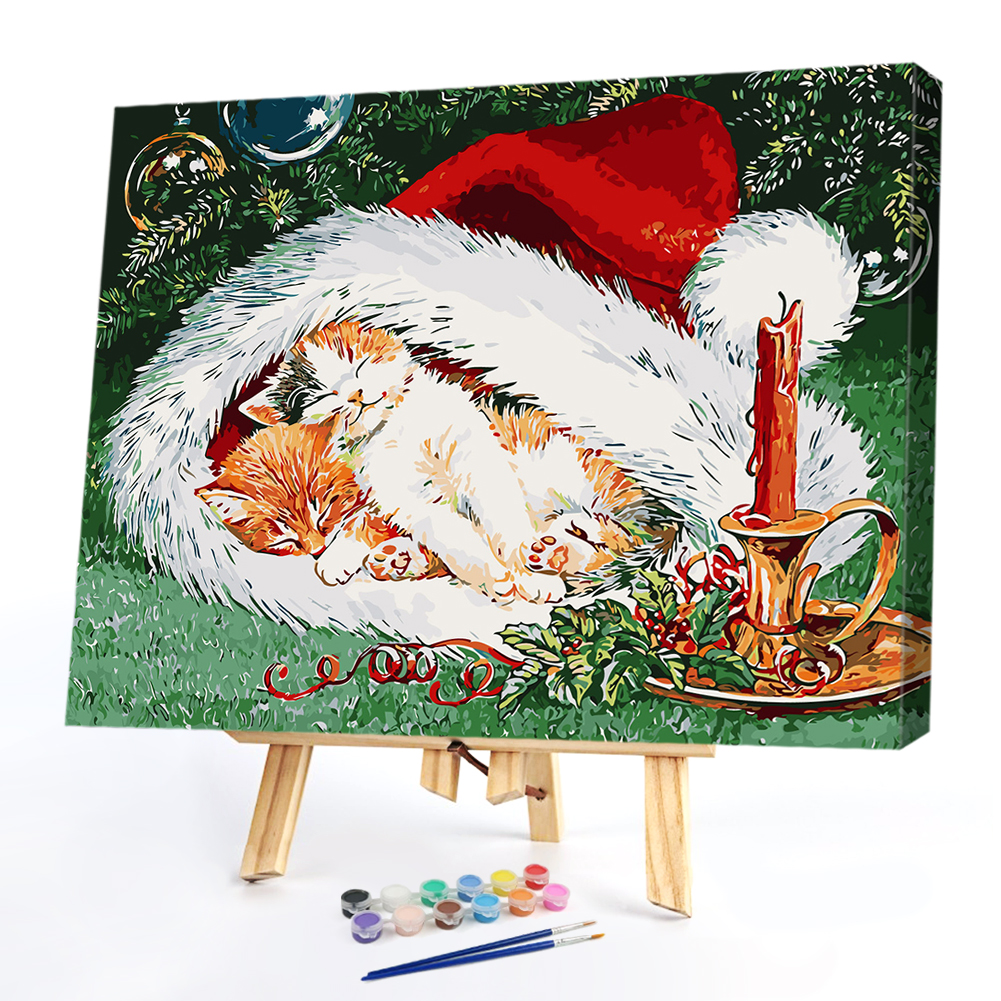 

40*50cm - Painting By Numbers - Christmas Cat, 501 Original