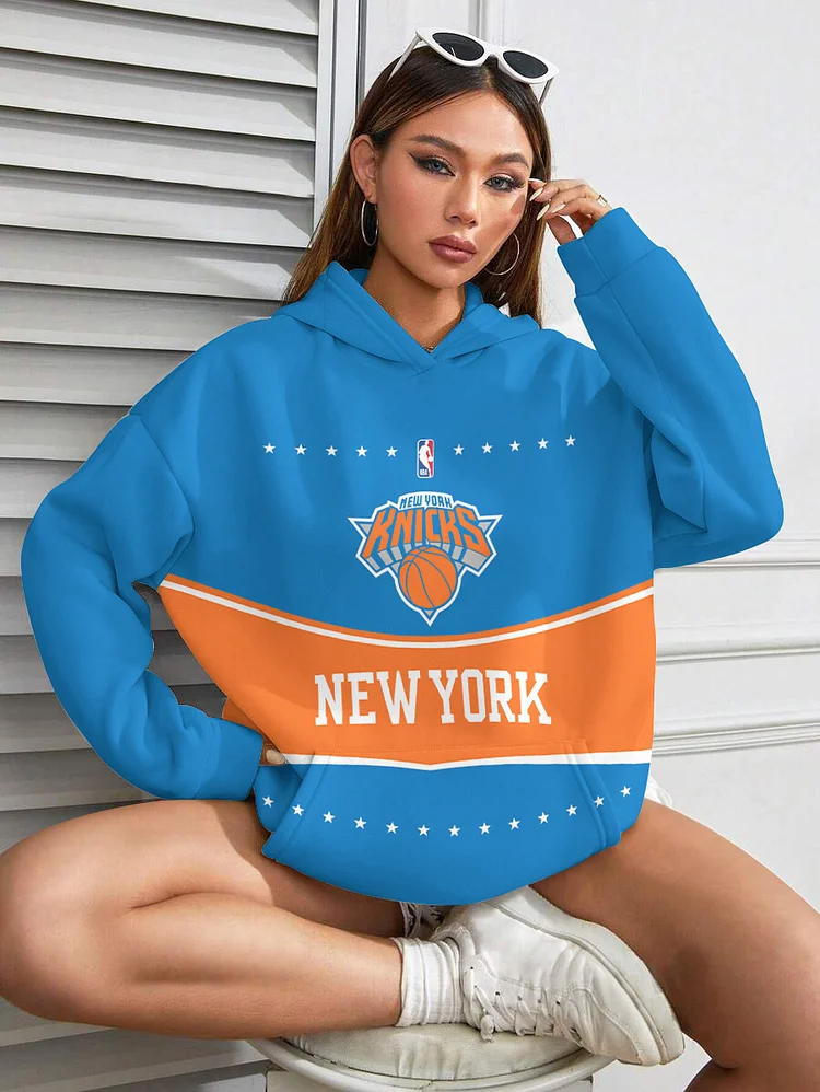 New York Knicks  Printed Hooded Pocket Pullover Hoodie