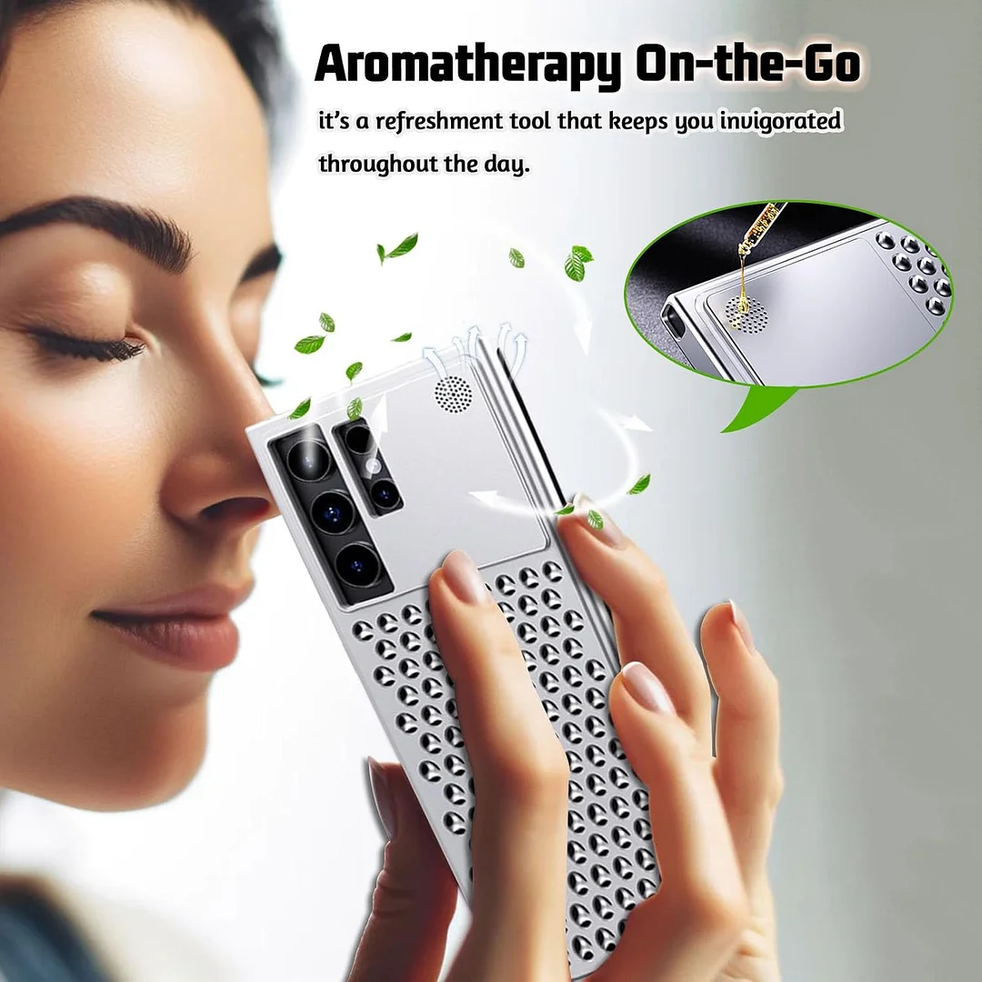 Metal Frameless Case for Samsung Galaxy S25/S24 Ultra/S25, Aluminum Alloy 3D Heat Dissipation Holes Anti-Fall Anti-Scratch Aromatherapy Case