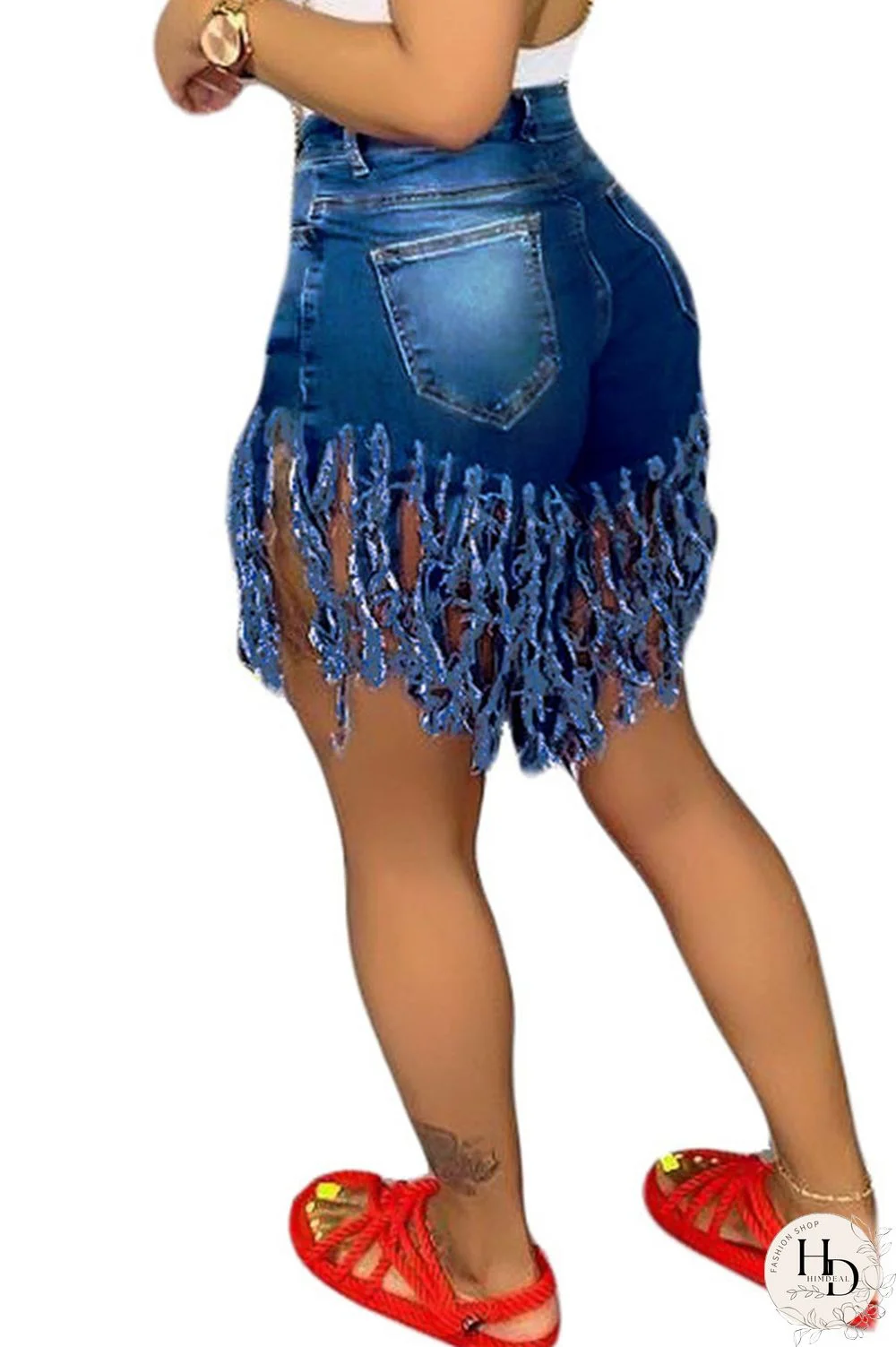 Royal blue Red Green Yellow Royal blue Tassel Design Denim