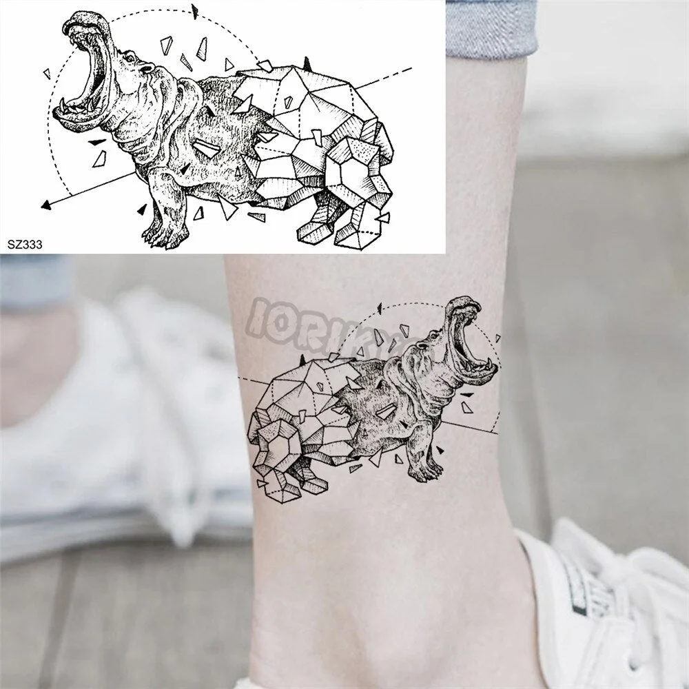 Minimalist Polar Bear Small Temporary Tattoos For Women Men Realistic Dandelion Hummingbird Fake Tattoo Sticker Forearm Tatoos