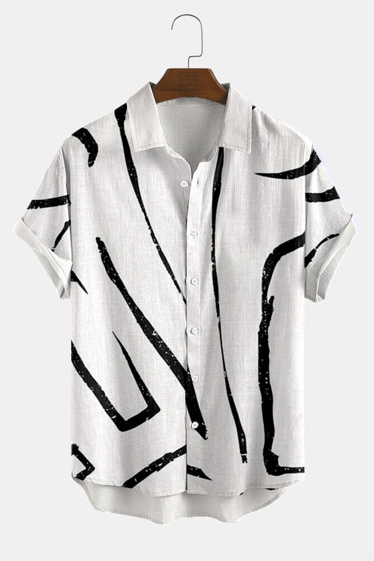 Fashion Print Black And White Short Sleeve Shirt
