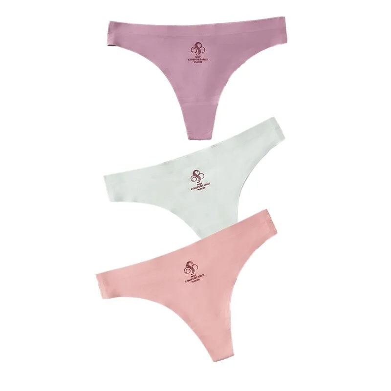 3pcs Women Thongs & G Strings Sexy Low-Rise Seamless Panties Ultra Thin Solid Thong Woman Invisible Plus Size Underwear Lingerie
