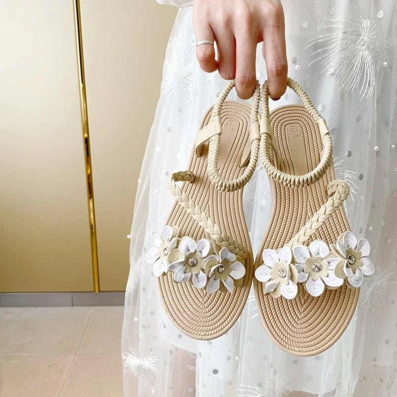 Summer Shoes 2024 New Fashion Woman Sandals Ankle Strap Flat Sandalias Gladiator Beach Sandals Open Toed Ladies Flip Flops LANFUBEISI