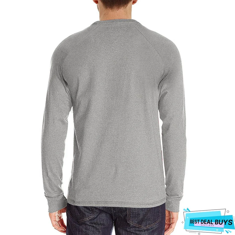 Men's Long-Sleeved Bottom Shirt with Round Collar