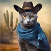 Diamond Painting-DIY Full Round Drill Cowboy Cat