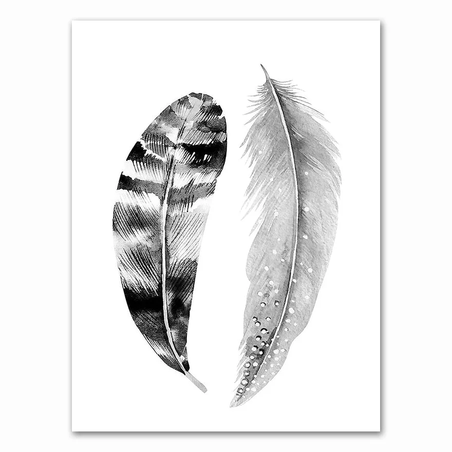 Scandinavian Posters Nordic Poster Black and White Pictures Feather Wall Painting Abstract Art Prints Living Room Wall Decor