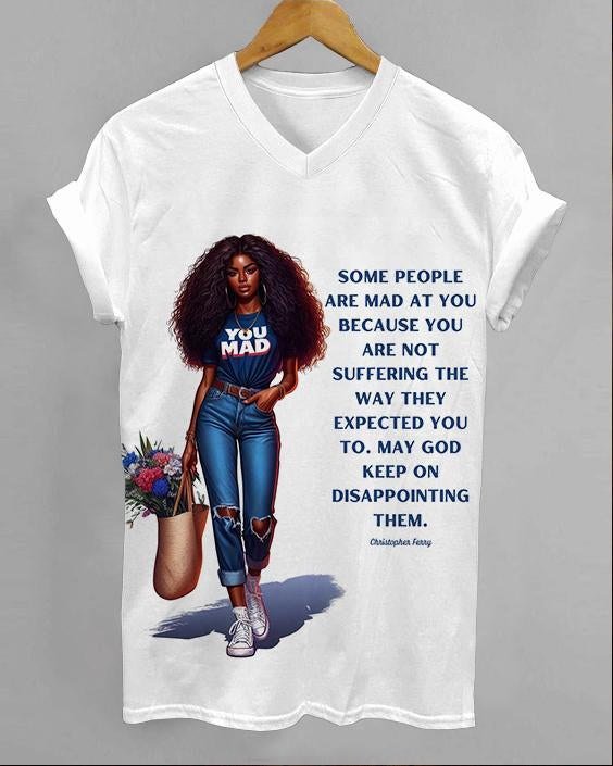 Continue Making Them Mad V-neck Short Sleeve Tshirt