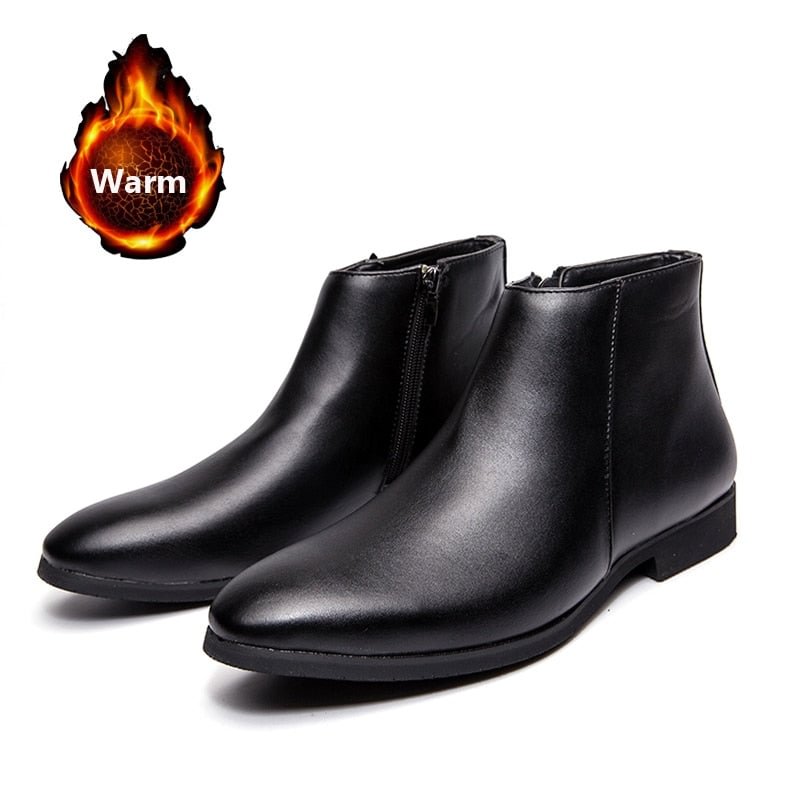 YRZL Mens Leather Boots Classic British Style Casual Business Shoes High Quality Ankle Boots for Men Plus Size 48 Men Boots