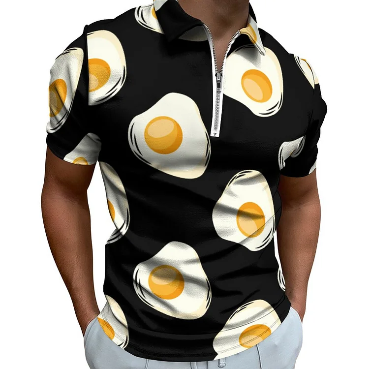 Short Sleeve Polo Shirt Cute Egg Pattern