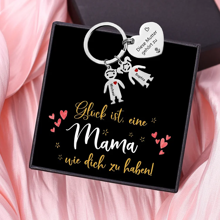 Personalisierter 2 Namen Herz Schlüsselanhänger-Diese Mutter Gehört zu-Geschenk mit Nachrichtenkarte zum Muttertag 