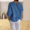 Gioiacombo&trade; Top da donna girocollo a mezza manica in cotone e lino