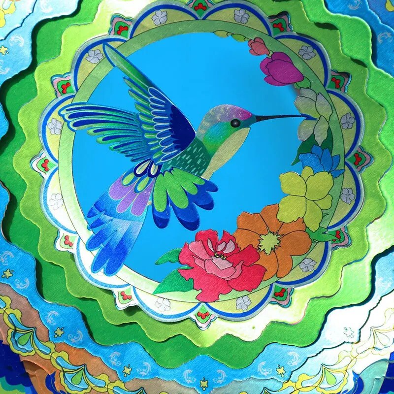 Tegooe Hummingbird 3D Metal Wind Spinner for Garden Patio Decor Tegooe