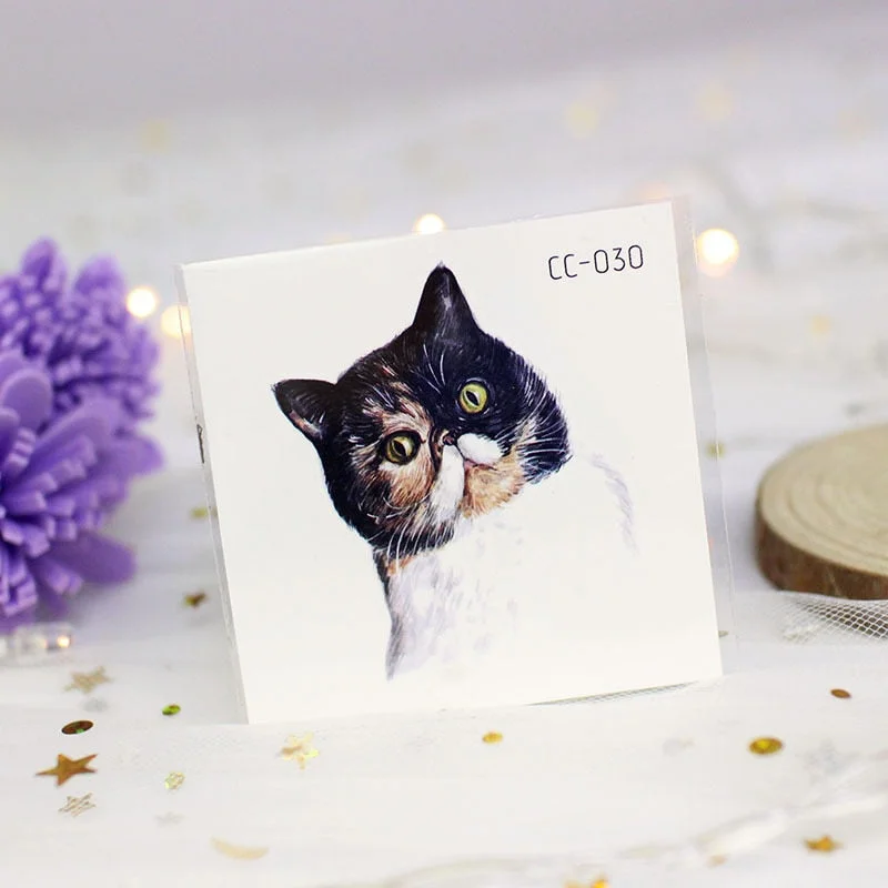 Cartoon Cat and Dog Face Stickers Tattoo Stickers Waterproof Girl/Child Cute Makeup Stickers Small Tattoo Pet Temporary Tattoos