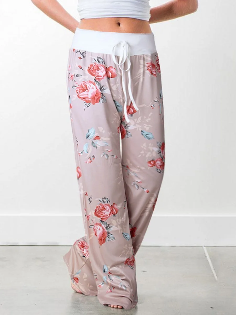 Vacation Printing Belt Casual Long Pant