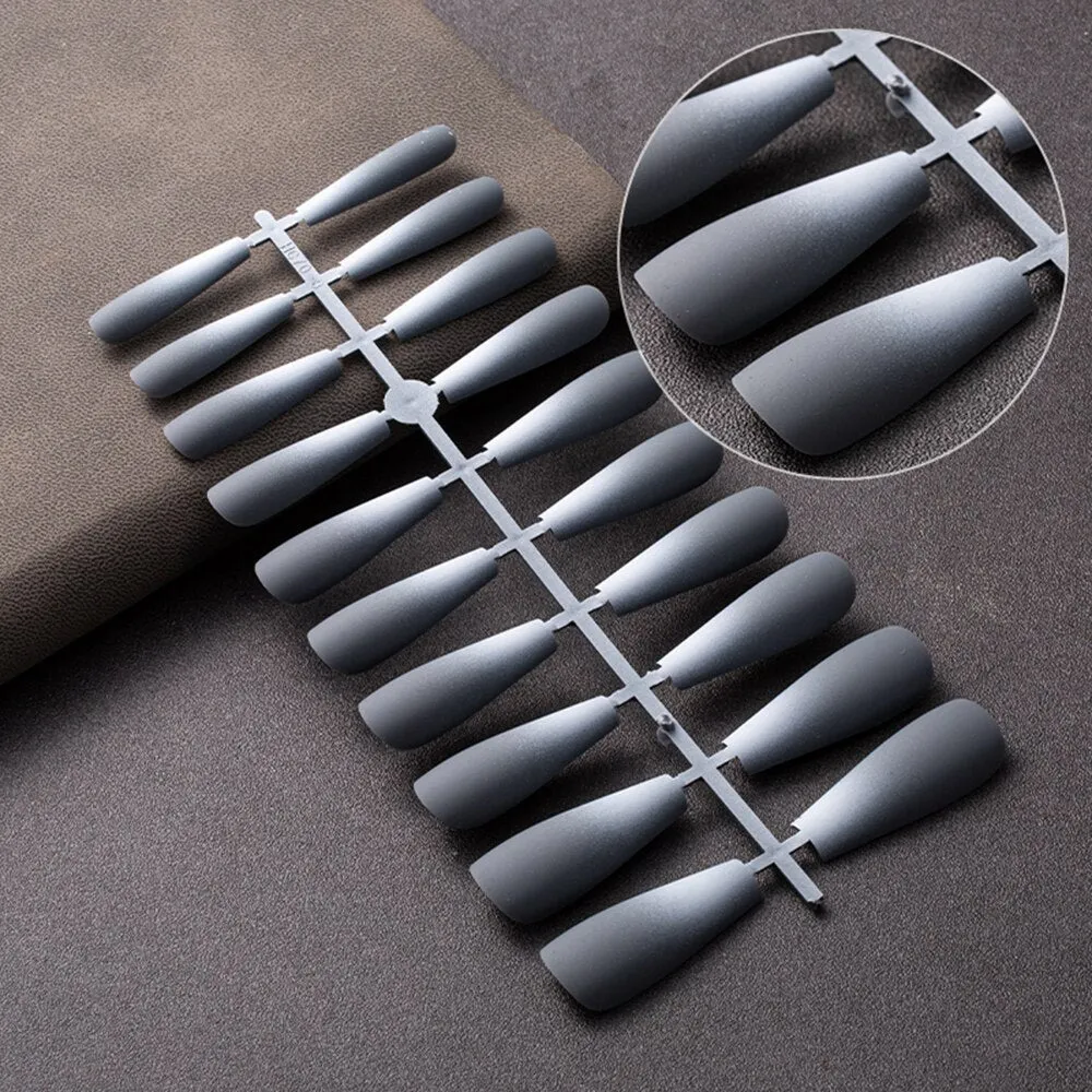 20 Pcs Matte Gradient Design False Nails Long Coffin Fake Nails Full Cover Nail Art Tips Nails Press On Nails With Jelly Glue-Nail Inspo
