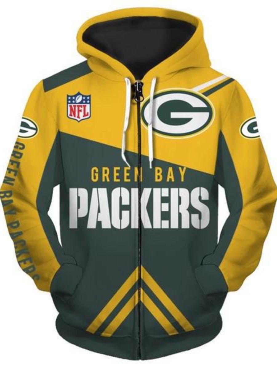 Men Green Bay Packers Hoodie 3D Floral NFL Hooded Sweatshirt