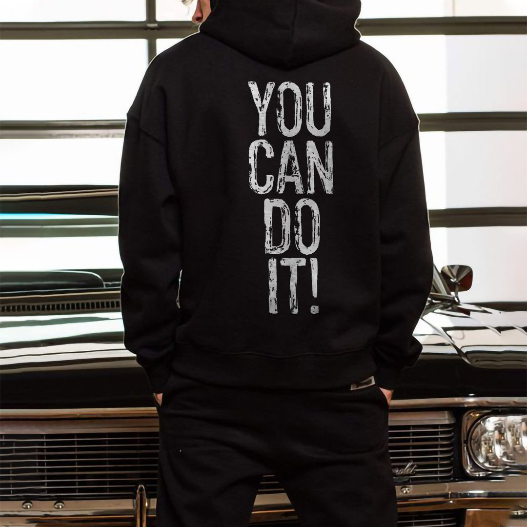 You Can Do It! Printed Men's All-match Hoodie、、URBENIE