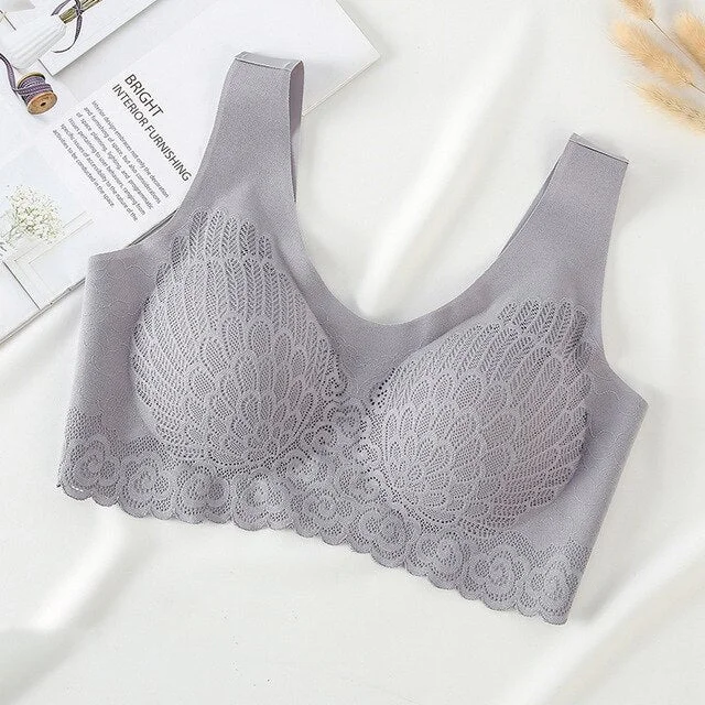 Women Bra Lace Underwear Seamless Bras Wireless Sexy Push Up Brassiere Gathers Pad Intimates Lingerie Beauty Back Latex Bralette