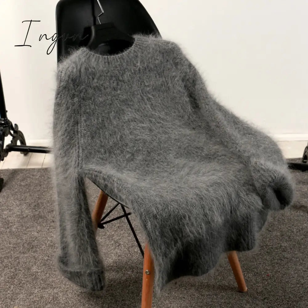 Ingvn - High Quality Winter Outfits Aesthetic New Winter Women’s Thickened Round - Neck Mohair