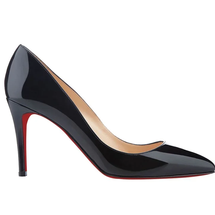 90mm Middle Heels Pointy Toe Red Bottom Pumps-MERUMOTE