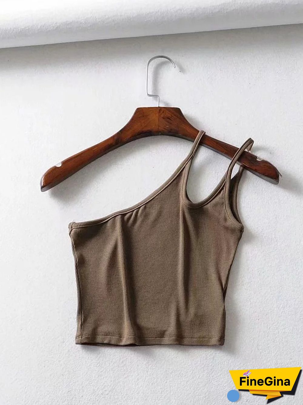 One Shoulder Ribbed Camis Women Summer Double Strap Slim Fit Tank Tops 90s Cool Girls Streetwear Strench Tees