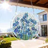 (18.5cm)DIY Acrylic Jigsaw Puzzle Window Hanging with Hanging Chain DIY Stained Glass Decoration Round Window Puzzle Decor for DIY Craft Project (Stained Glass Flower)