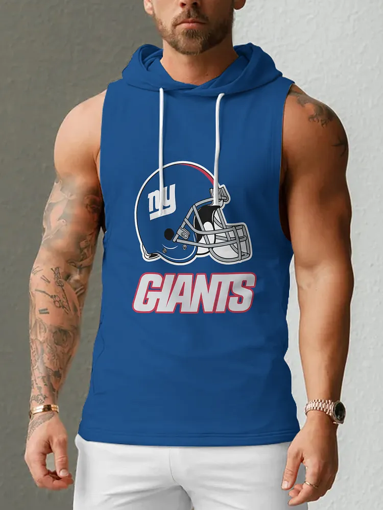 New York Giants Men's  Casual Comfy Sleeveless Hooded Tank Top