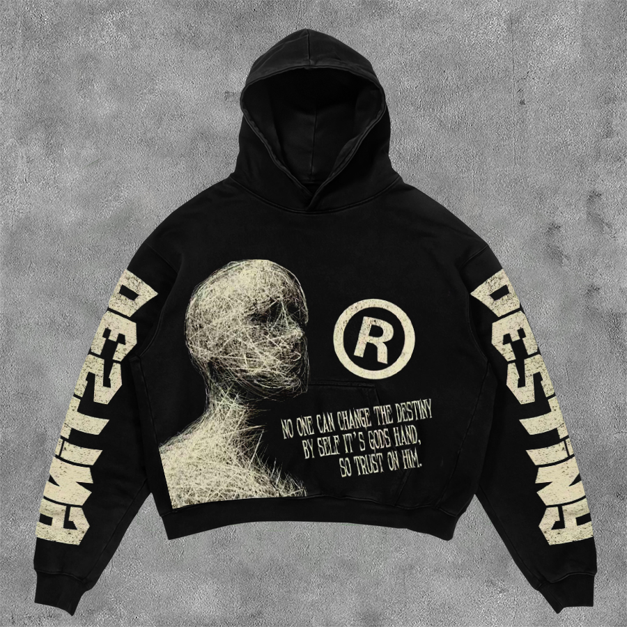 Vintage Destiny Mummy Graphic Print Side Pockets Hoodie