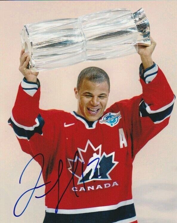 JAROME IGINLA SIGNED TEAM CANADA 2004 WORLD CUP of HOCKEY TROPHY 8x10 Photo Poster painting!