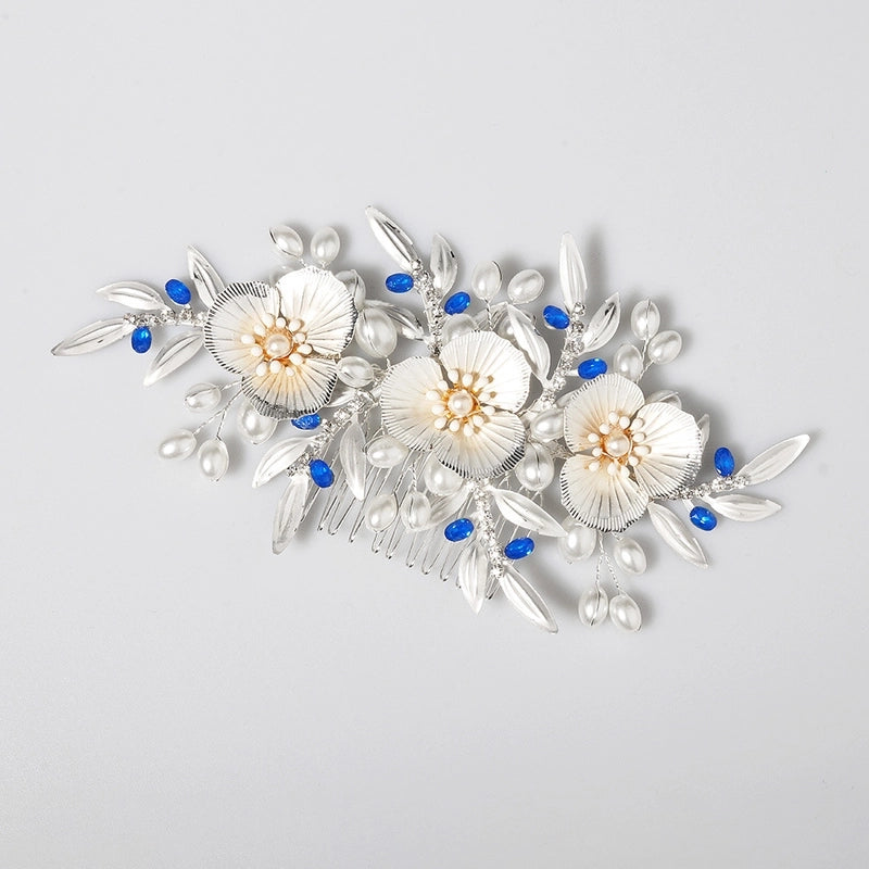 Elegant Bridal Women’s Flower Alloy Diamond Insert Comb