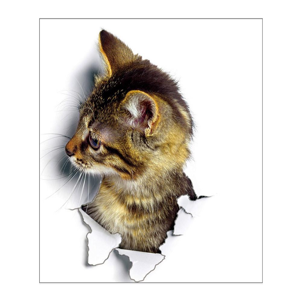 

XH2002 Cat Vivid 3D Smashed Switch Wall Sticker Bathroom Kicthen Decorative, 501 Original