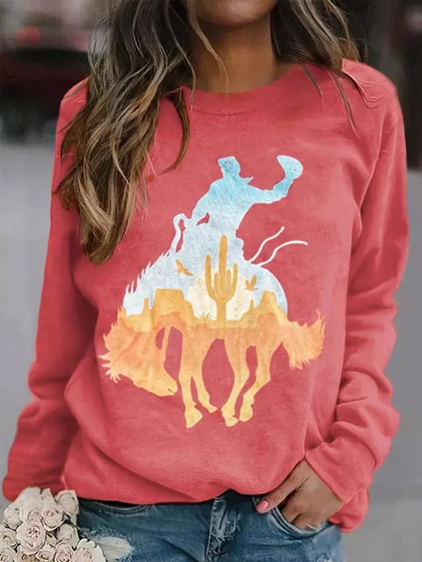 Cowboy Horse Cactus Silhouette Sweatshirt