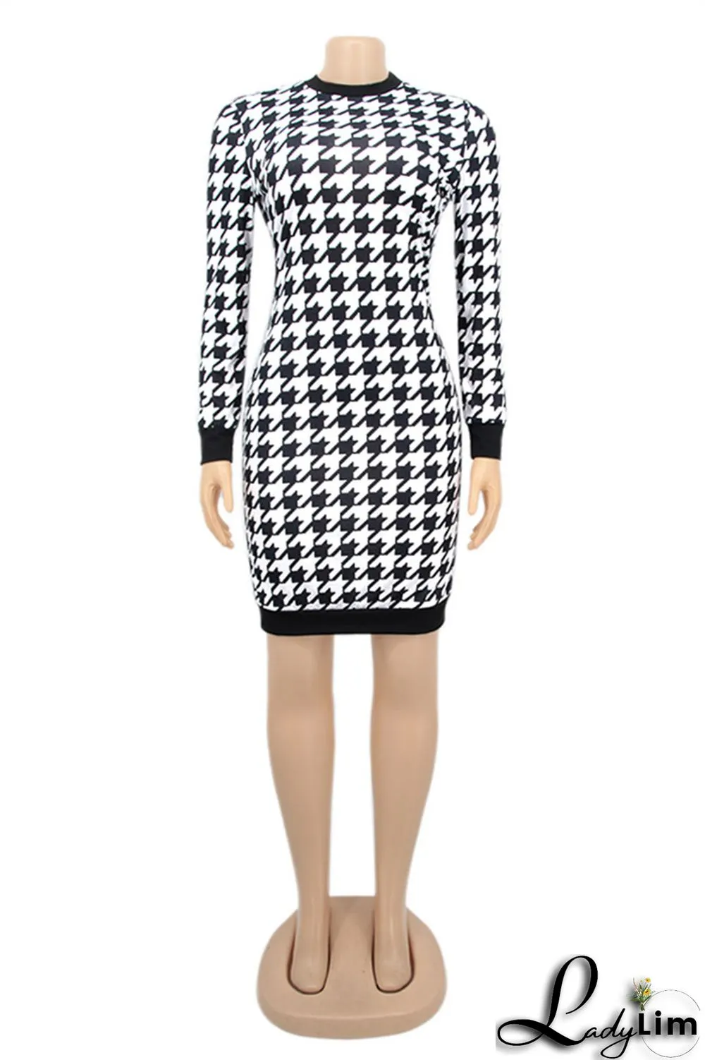 Colour Fashion Casual Print Patchwork Backless O Neck Long Sleeve Plus Size Dresses