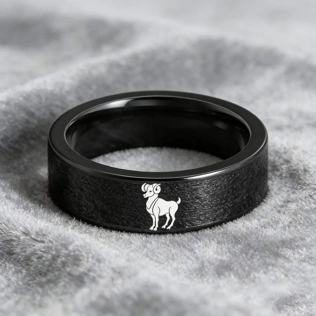 Flat Aries Tungsten Wedding Bands Tungsten Rings Black Comfort fit for Women or Men 4MM 6MM 8MM