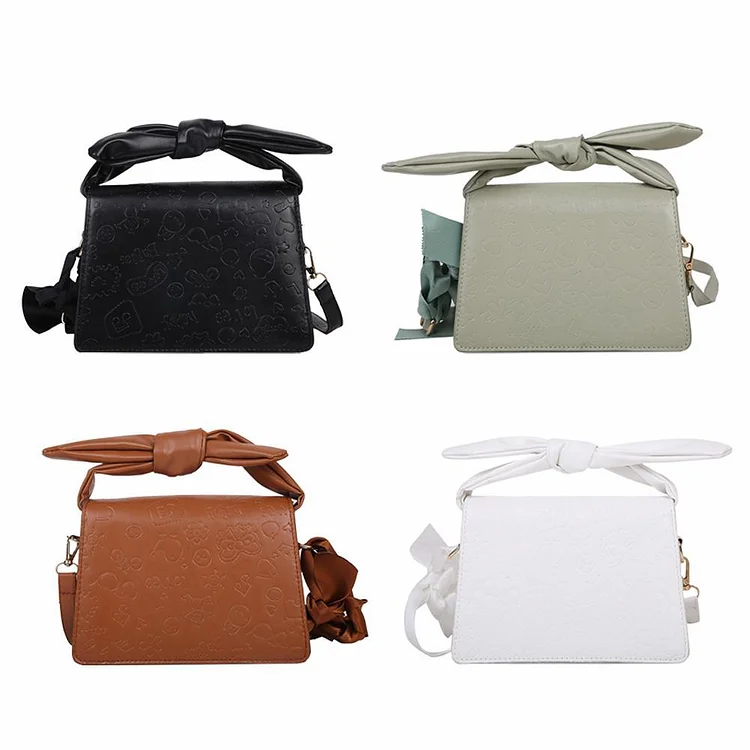 Printing Designer PU Small Crossbody Bag Fashion Ladies Vintage Bow Handbag-Annaletters