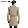 S-6XL 2Pcs/Set Men Trench coat with Vest Coats Casual Solid Double Breasted Slim Fit Over windbreak 18447-5