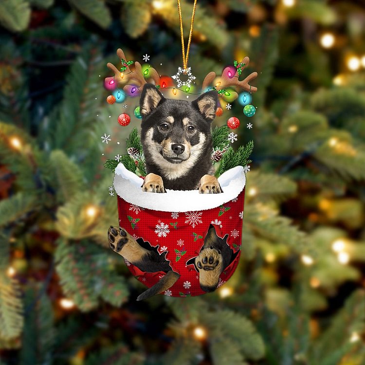 Shiba Inu 3 In Snow Pocket Christmas Ornament