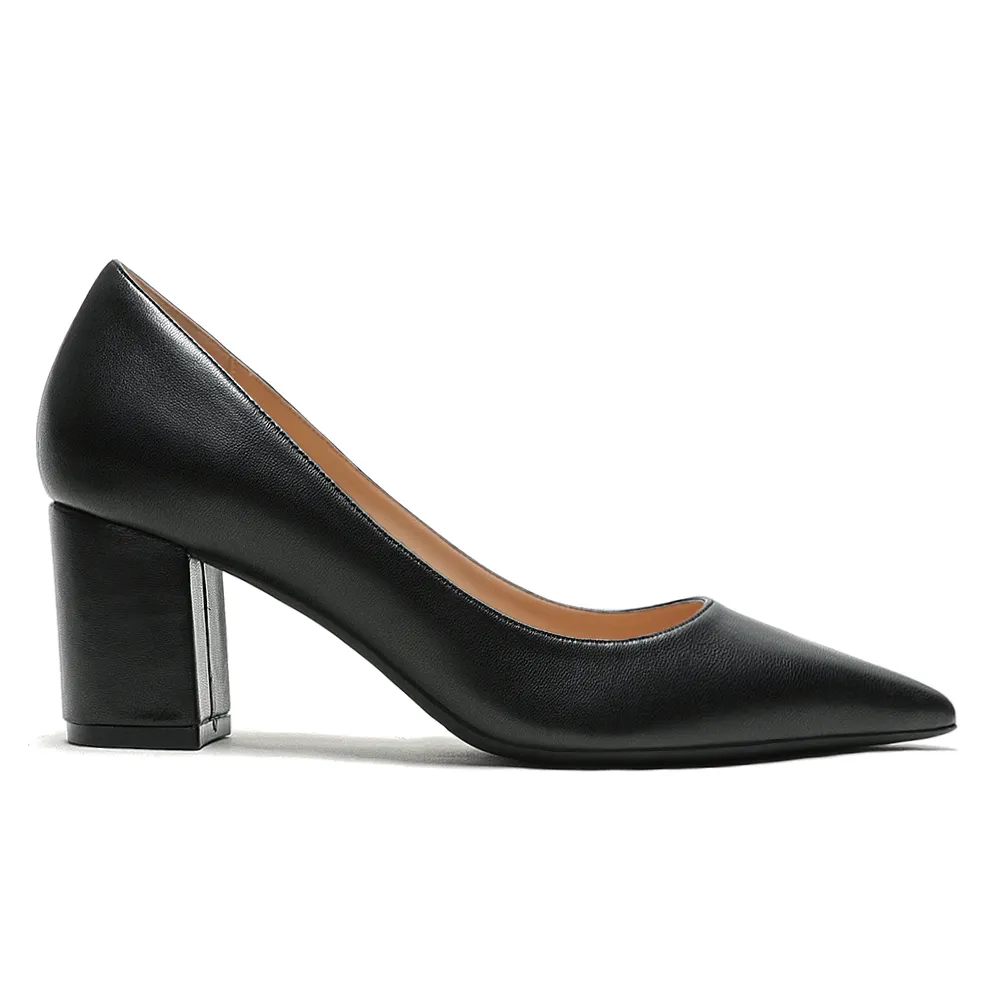 65mm Women Chunky Heels Comfortable Middle Block Heel Pumps-vocosishoes