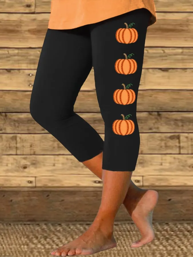 Women's Mini Pumpkin Print  Leggings 