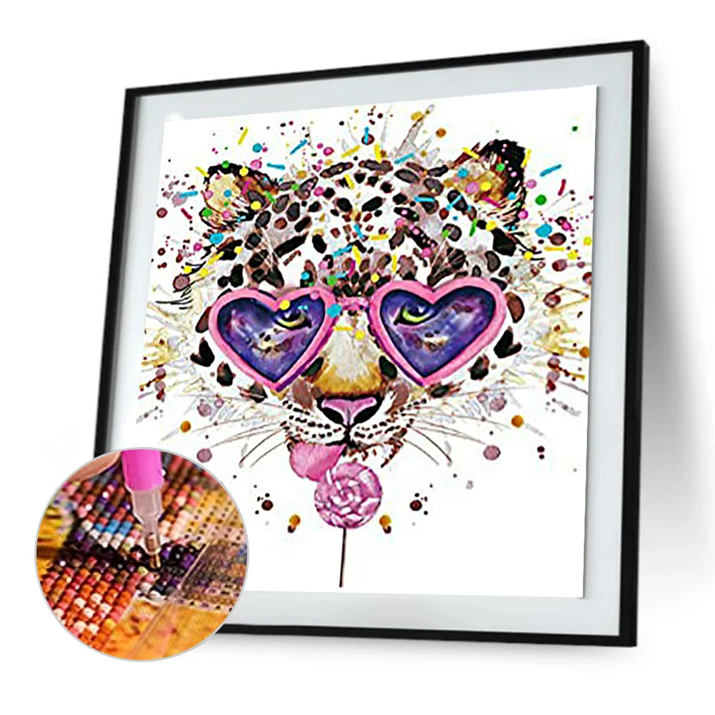 Full Round Diamond Painting 30*30cm - Animal Head Wearing Sunglasses