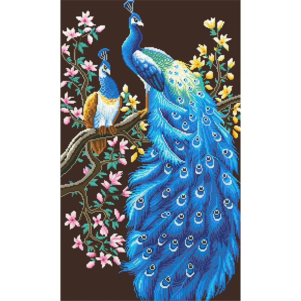 9CT Full Cross Stitch Bead Embroidery - Peacock(Canvas|45*78CM)