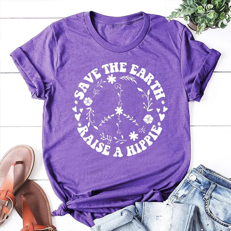 Save The Earth Raise A Hippie T-shirt Tee-07062-Annaletters