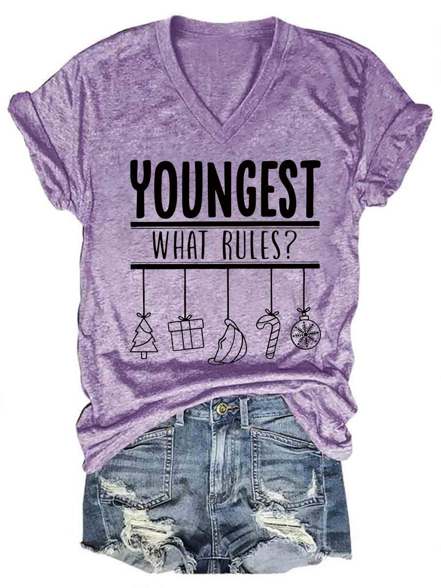 Youngest What Rules Funny T-shirt Tee