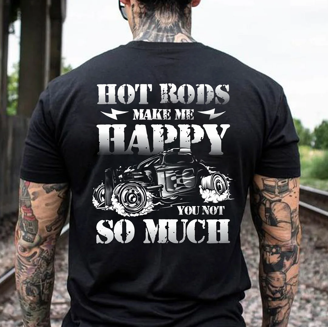 HOT RODS MAKE ME HAPPY Classic Car Print Men's T-shirt