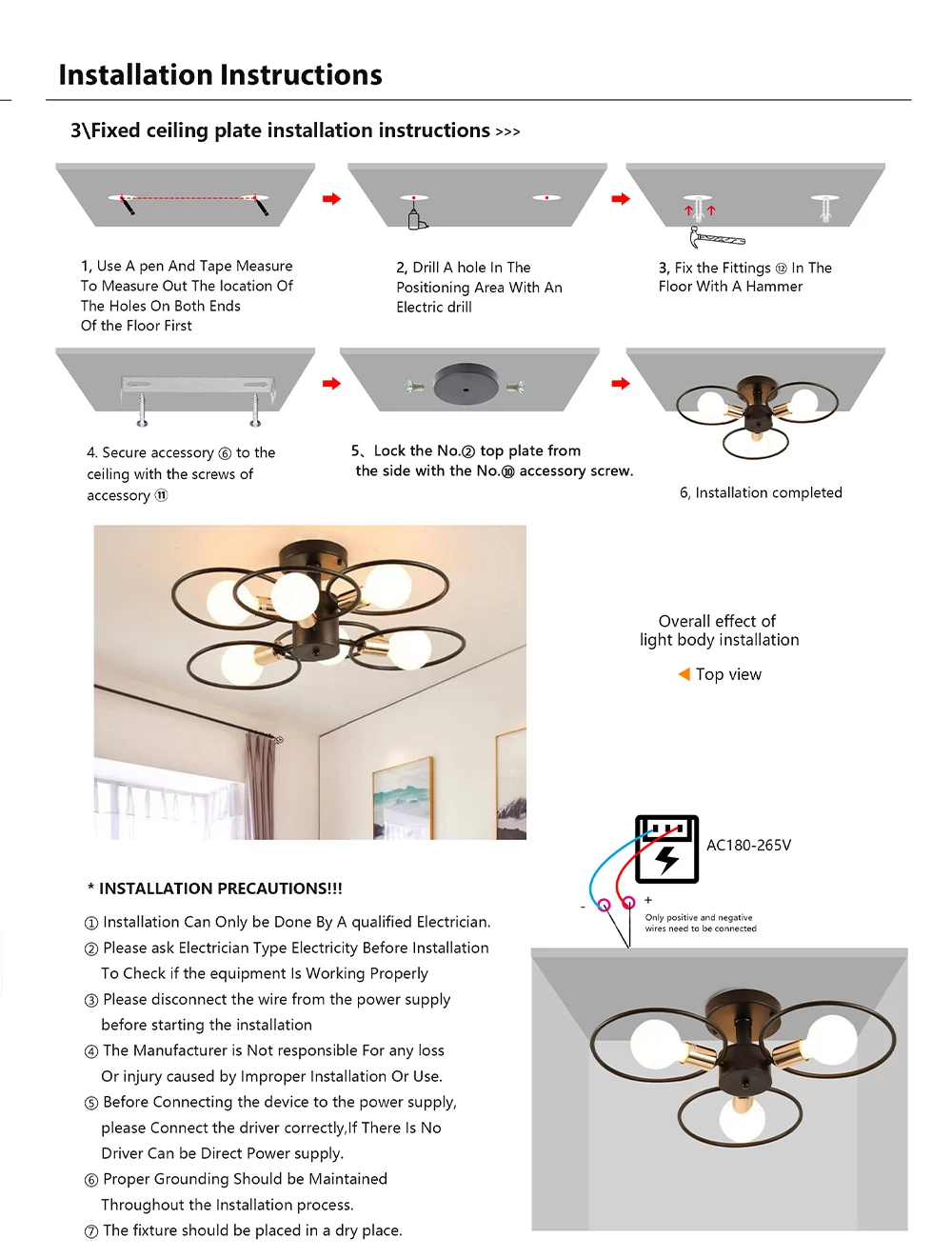 Nordic Pendant Lights Iron Ceiling Lamp Multiple Heads E27 Chandelier Black White Gold Color Lighting Fixture