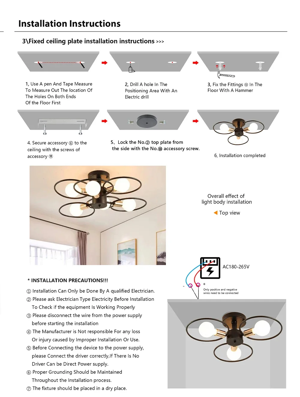 Nordic Pendant Lights Iron Ceiling Lamp Multiple Heads E27 Chandelier Black White Gold Color Lighting Fixture