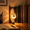 Glowing Owl Metal Bookend Lamp Iron Shelf Organizer Vintage Style