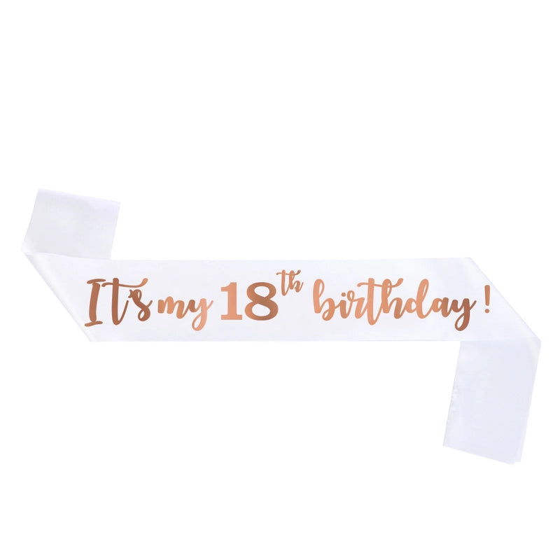 Hot Sale Champagne Birthday Shoulder Strap Crown Set 16 18 21 30 40 50 60 70 80 Headband