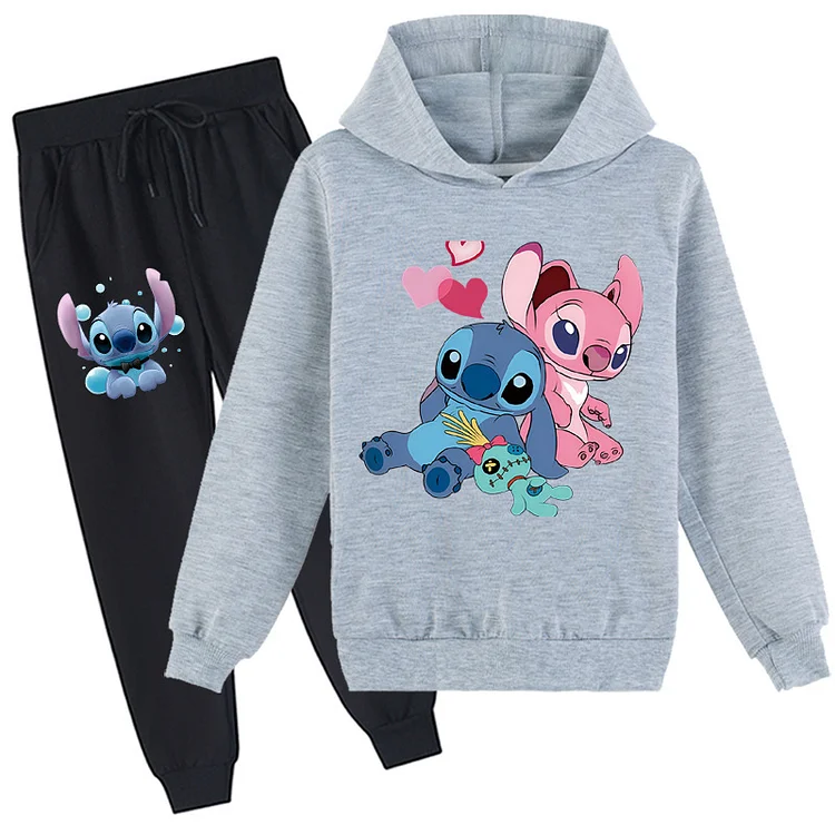 Mayoulove Stitch Zipper Jacket and Trouser Set - Cute and Comfortable Children's Clothing for Fans of Lilo and Stitch - Perfect for Boys and Girls Aged 3-10-Mayoulove